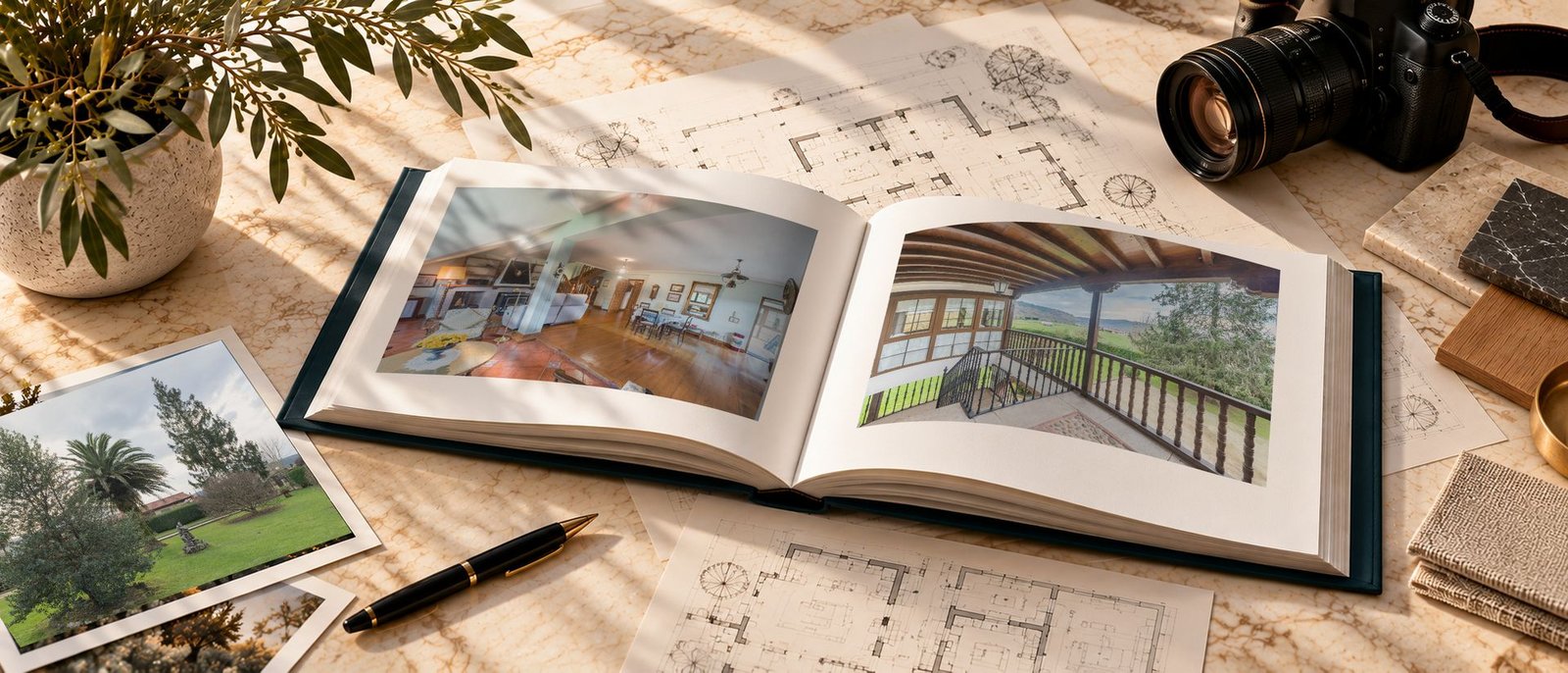Revista abierta con fotografías de La casa montañesa de Ruente